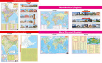 Combo pack of India and world Laminated maps 12 x 18 inchs