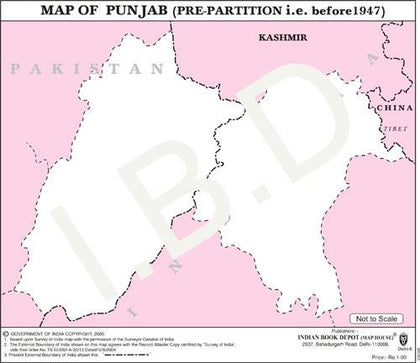 Practice Map of Punjab 1947 |Pack of 100 Maps | Small Size | Outline Maps - Indian Book Depot (Map House)