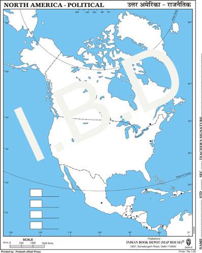 Practice Map of North America Political |Pack of 100 Maps | Small Size | Outline Maps - Indian Book Depot (Map House)