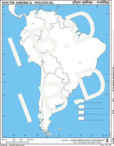 Practice Map of South America Political |Pack of 100 Maps | Small Size | Outline Maps - Indian Book Depot (Map House)